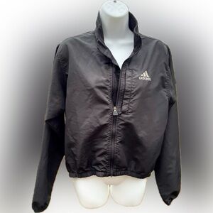 Vtg Adidas Black Zip Windbreaker